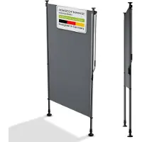 Juskys Verticaal Zonnescherm Barbados – Voorzien Van Klembevestiging Zonder Boren En In Hoogte Verstelbare Elementen En Pu-gecoate Stof – Voor Balkon En Terras – Grijs Aluminium En Staal – 100 x 310