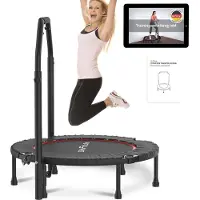 DH FitLife Fitness Binnen Trampoline Vouwbaar zonder Installatie | Ø102 cm 40 Inch | Draagvermogen 150 KG | 4 Verstelbare Handgreepstanden | Stabiel en Stil voor Kinderen en Volwassenen