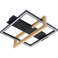 LINDBY LED-plafondlamp Holamu, zwart, Woon-/ Eetkamer, Aluminium, Modern, LED plafondlamp