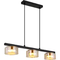 Globo Design hanglamp Higgins zwart met amber glas