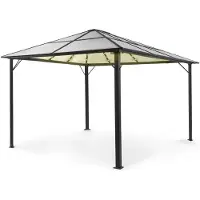 Blumfeldt Pantheon Solid Sky Ambient Solar Pavillon mit Dach 3x4m Polycarbonat Aluminium beleuchtet