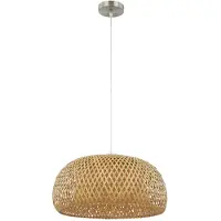 LINDBY Hanglamp Jadwiga, dimbaar, hout licht, Woon-/ Eetkamer, Bamboe, Scandinavisch, hanglamp