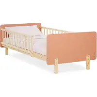 Homestyle4u Kinderbed - 90x200 cm - Houten bed - met lattenbodem - Valbeveiliging - Rood