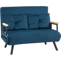 HOMCOM Sofa -bed, vouwbed met bedfunctie, ontspanningsfauteuil met achterste kussen, bekledingbank met verstelbare rugleuning, fluwelen optiek, 102 x 73 x 81 cm, blauw