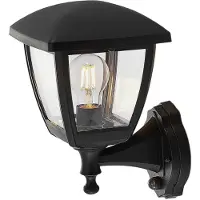LINDBY Wandlamp buiten met bewegingssensor Acelya, dimbaar, zwart, Kunststof, Modern