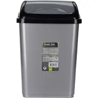 Excellent houseware Afvalemmer SWING - 5 liter - grijs/zwart - met klep deksel - kunststof - klein model prullenbak - Toilet - Badkamer