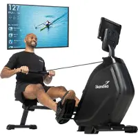 Skandika roeitrainer Munin - Roeitrainer voor thuis, opvouwbaar, 16-niveau magnetische weerstand, 8 kg vliegwielsysteem, compatibel met Kinomap app | Fitnessapparaat