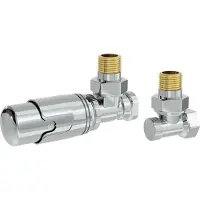 LuxeBath Thermostaatkraan + terugloop schroefverbinding voor radiatoren Chroom 1/2" hoekvorm Thermostaatkop