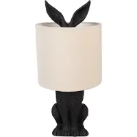 Clayre & Eef Tafel lamp, konijn, diameter 20 cm, hoogte 43 cm, zwart, beige, kunststof