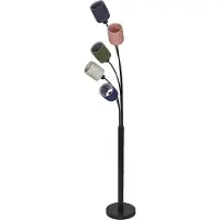 Ledvance decoratieve vloerlamp met vijf lampen, gemaakt van vilt en metaal, fitting E14, hoogte 1730 mm, warm licht dankzij de geweven lampenkap, eenvoudige installatie