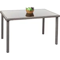 Mendler Poly-rattan tafel -G19, tuintafel balkontafel, 120x75cm ~ grijs