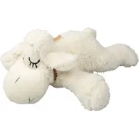 Inware pluche lammetje/schaap knuffeldier - wit - liggend - 30 cm - Knuffel boederijdieren