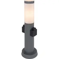 Globo Lighting Boston sokkellamp, met stopcontacten, zwart, Roestvrij staal, Modern, buitenlamp