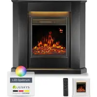 Juskys Elektrische Hoekhaard met Verwarming en Vlameffect - Zwart - 96x57x93 cm