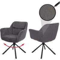 Mendler Set van 2 eetkamerstoelen -K33, keukenstoel Stoel, draaibare autostand, stof MVG ~ corduroy grijs