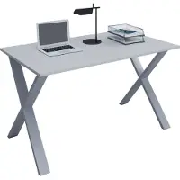 VCM Lona Bureau 140x80 cm X-frame grijs/zilverkleurig.