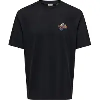 Only & Sons JUNIOR T-shirt met backprint zwart Jongens Katoen Ronde hals - maat 134/140