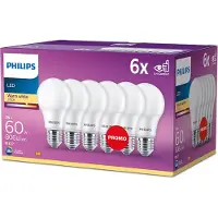 Philips Energiezuinige Lamp Mat - 60 W - E27 - warmwit licht - 6 stuks - Bespaar op energiekosten