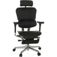 Hjh OFFICE Bureaustoel / Directiestoel ERGOHUMAN PLUS LEGPRO GEN2 Leder met beensteun mesh zwart