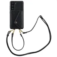 Selencia Sera Telefoonhoes met Koord en Envelop Pashouder voor de Samsung Galaxy S21 FE - Zwart