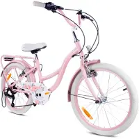Sun baby Flower Bike Fiets voor een meisje van 6 tot 10 jaar, 20 inch Roze, 6 versnellingen Shimano, kinderfiets in hoogte verstelbaar