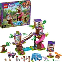 LEGO 41424 Friends Dierenreddingsstation in de jungle, speelset voor kinderen vanaf 8 jaar, met een boomhuis, minipoppetjes Andrea, Mia en Olivia, en mini-dierenfiguren