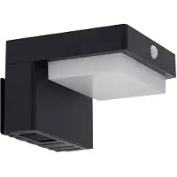 LINDBY LED wandlamp Eleazar op zonne-energie, zwart, sensor, dimbaar, zwart, Aluminium, Modern, solar buitenlamp