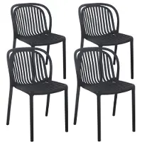 Oviala - Set van 4 zwarte kunststof terrasstoelen - Copenhague
