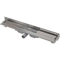 Alca - Douchegoot Flexible Low 75 cm, met verstelbare manchet aan de wand, roestvrij staal APZ104-750