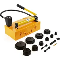 Vevor Hydraulische ponsset voor het maken van gaten, knock-out ponsset 15 ton, handpomp, stalen gatpons met 10 ponsmatrijzen: 1/2, 3/4, 1, 1-1/4, 1-1/2, 2, 2-1/2, 3