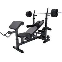 Gorilla Sports Universele Halterbank Zwart Met 40 kg Halterset Kunststof