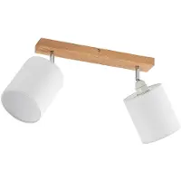 LINDBY Imarin plafondspot, 2-lamps, eiken/wit Imarin, dimbaar, hout licht, Woon-/ Eetkamer, Hout, Scandinavisch, buitenspot