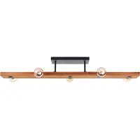 Brilliant Plafondlamp Mertes Plafondlamp, E27, 115 x 12,5 cm, hout/metaal, bruin/zwart (1 stuk)
