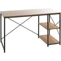 Haku bureau, rechthoekig, met 2 extra planken, B 1200 x D 600 x H 740 mm, metaal/hout, decor zwart/donker eiken