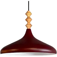 Bamyum Champion Hanglamp Can Hout, Bordeaux Metaal E27 Moderne Hanglamp