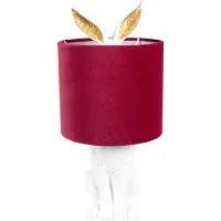 Clayre & Eef Tafel lamp, konijn, diameter 20x43 cm, wit/rood, polyresin