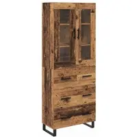 vidaXL Highboard 2 st Oud Hout 69,5 x 34 x 180 cm Bewerkt hout