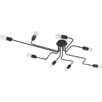 LINDBY Plafondlamp Elimar, dimbaar, zwart, Woon-/ Eetkamer, metaal, Vintage, plafondlamp