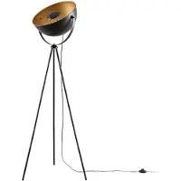 LINDBY Vloerlamp Meline, zwart, Woon-/ Eetkamer, metaal, Modern, vloerlamp