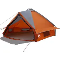 vidaXL Teepee Tent voor 8 Personen 8-persoons Grijs en Oranje