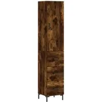 vidaXL Hoge kast 34,5x34x180 cm bewerkt hout gerookt eikenkleurig