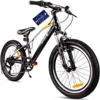 Sun baby Verdant Kinderfiets voor jongens van 6 tot 10 jaar, 20 inch, 6 versnellingen, Shimano kinderfiets, verstelbare hoogte (Zwart en Goud)