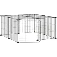 vidaXL Huisdierenkooi met deur 12 panelen 70x70x35 cm staal zwart