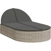 vidaXL Ligbed 2-persoons met kussens poly rattan lichtgrijs