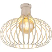 Globo Plafondlamp Mateo, dimbaar, crème / amber, Woon-/ Eetkamer, metaal, Scandinavisch, plafondlamp