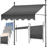 Kesser Klemluifel met handslinger - Balkonluifel zonder boren - UV-bestendig - Antraciet 350 cm