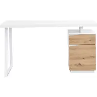 Vente-unique Bureau met 1 lade en 1 deur - MDF en staal - Kleur: Naturel en wit - GOTAMA