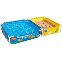 Bestway My First Frame Pool met zandbak, 213 x 122 x 30,5 cm, kleurrijk onderwaterdesign, rechthoekig