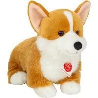 Teddy HERMANN® Knuffeldier Corgi hond - zachte pluche stof - premium knuffels - bruin/wit - 30 cm
