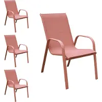 Happy Garden Set van 4 MARBELLA stoelen in terracotta textilene - terracotta aluminium